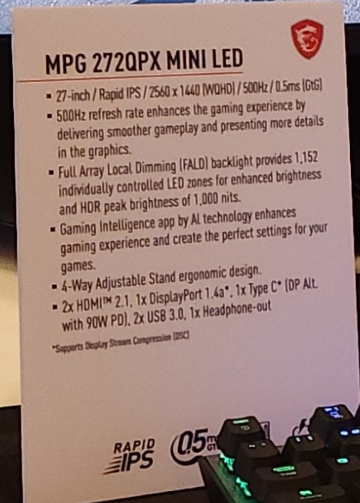 MSI MPG 272QPX is the First 27